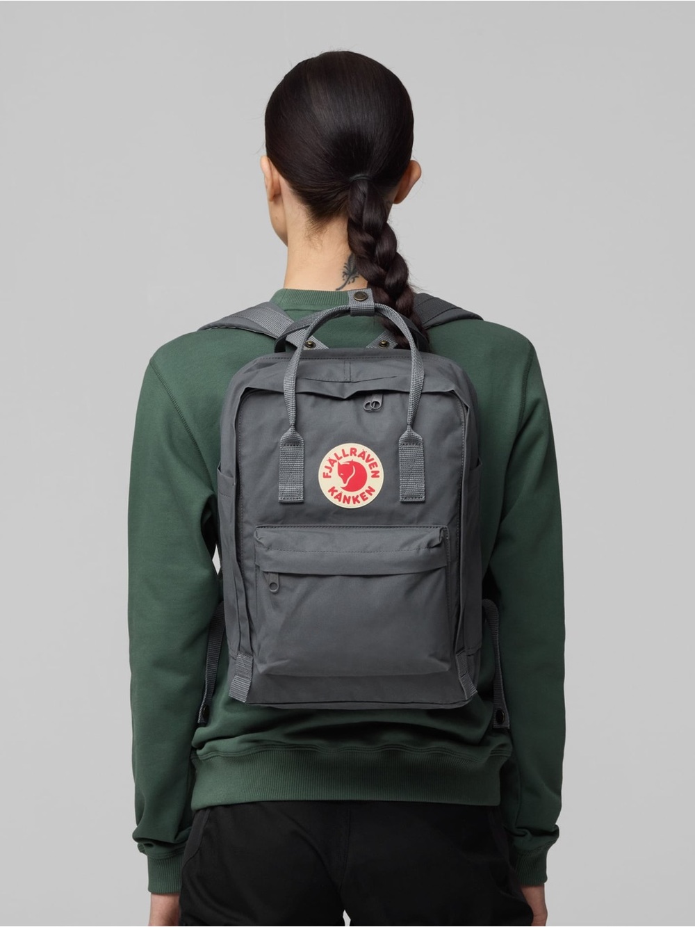 Mini Fjallraven Kånken Backpack - Gray with Red Logo